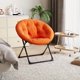thumbnail image 2 of Silla Tipo Platillo Plegable XL - Sillón Luna Tapizado en Piel Sintética Naranja con Patas Negras y Estructura Metálica Resistente - Asiento Amplio para Sala, Dormitorio o Lectura, 2 of 8