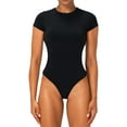 thumbnail image 3 of Funidos Women's Crew Neck Sleeveless Bodysuit Slim Fit Thong Moisture Wicking Breathable XS-XL, 3 of 6
