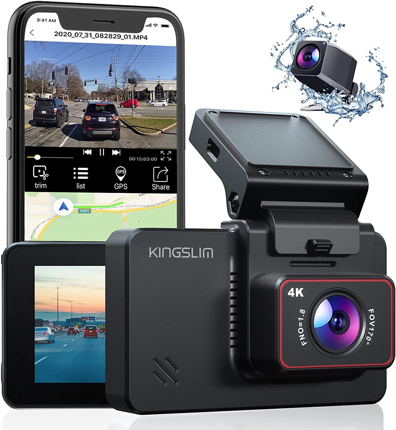 4K In Vehicle Car Dash Cam DVR HD 1080P Video Camera Recorder G-sensor GPS Wifi 