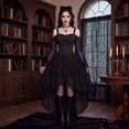 thumbnail image 6 of Womens Gothic Dresses Halloween Witch Costume, Butterfly Sleeve Long Dress Vintage Renaissance Medieval Vampire Butterfly Sleeve Mesh Outfits, 6 of 7