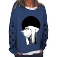 thumbnail image 2 of Chandail à Capuche Mode pour Femmes 2023 Oversize Drôle Texte Imprimé Col Rond Manches Longues Ample Chandail Blouse 50 % de Réduction Liquidation Costumes Halloween/noël, 2 of 5