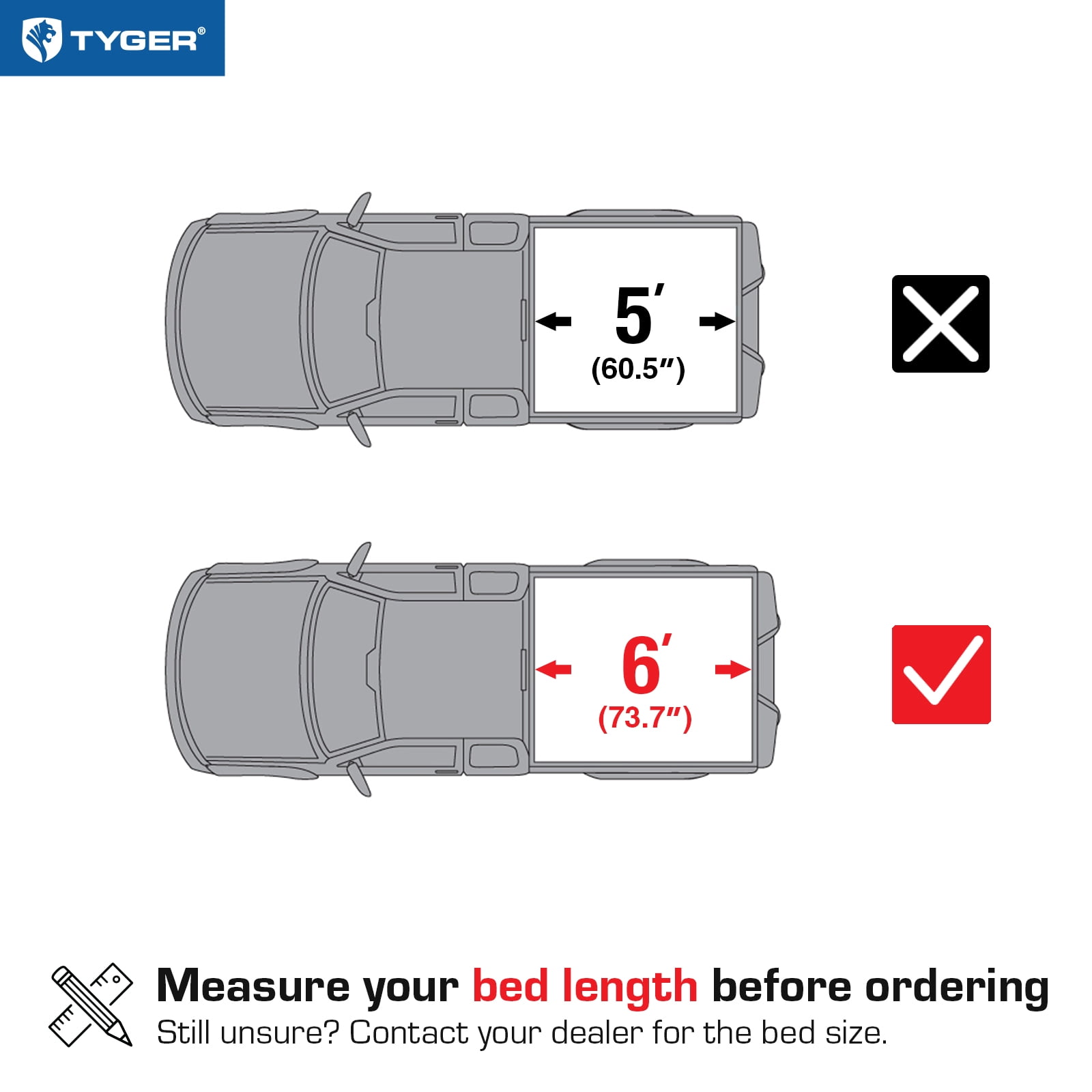 Tyger Auto T3 Soft Tri-fold Truck Bed Tonneau Cover Compatible with 2016-2023 Toyota Tacoma | 6' (74") Bed | TG-BC3T1631