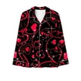 thumbnail image 5 of Valentines Pajamas For Women Set Cozy Casual Loose Cardigan Heart Graphic Winter Collar Long Sleeve Button Up Sleepwear Soft 2 Piece Outfits Loungewear Sets L, 5 of 7