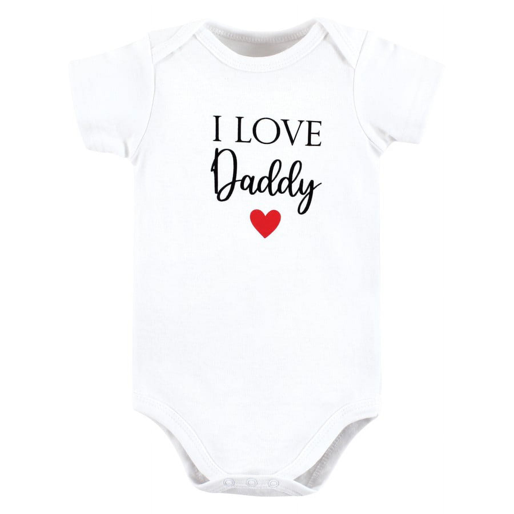Hudson Baby Infant Girl Cotton Bodysuits, Girl Daddy Red Black 3Pk, Preemie
