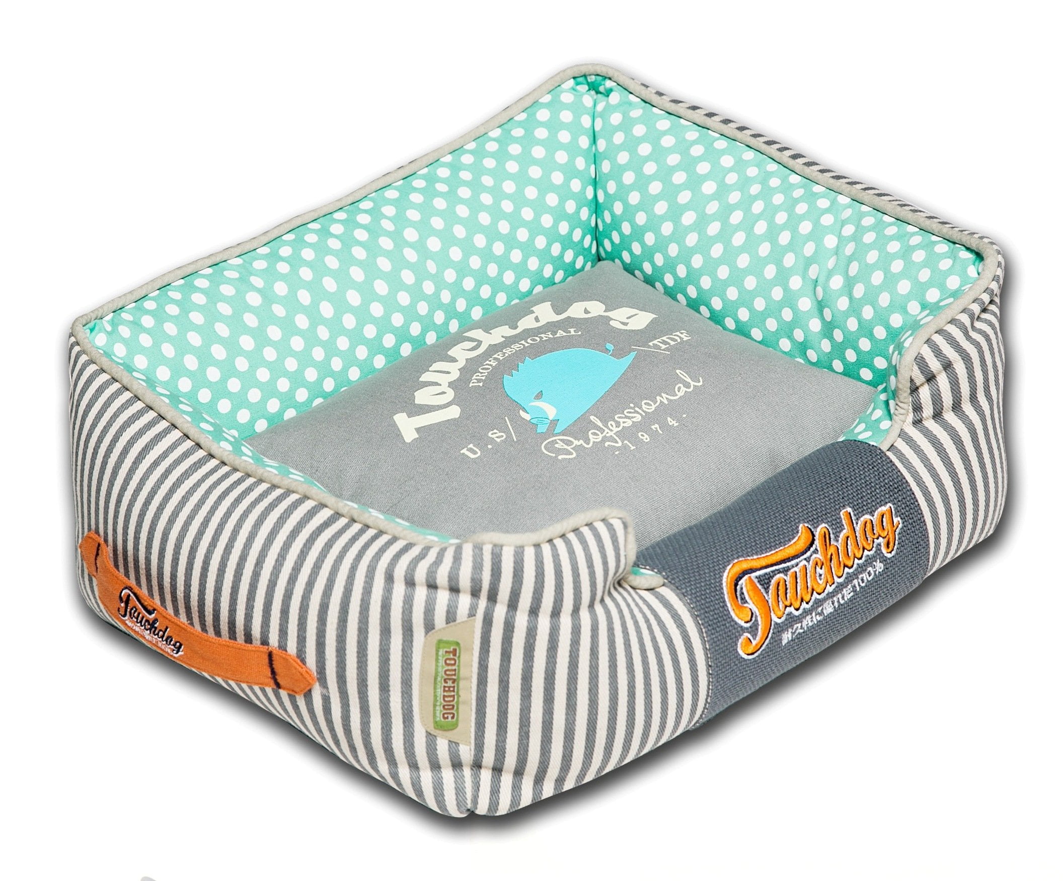 Touchdog PolkaStriped Polo Easy Wash Rectangular Fashion Dog Bed