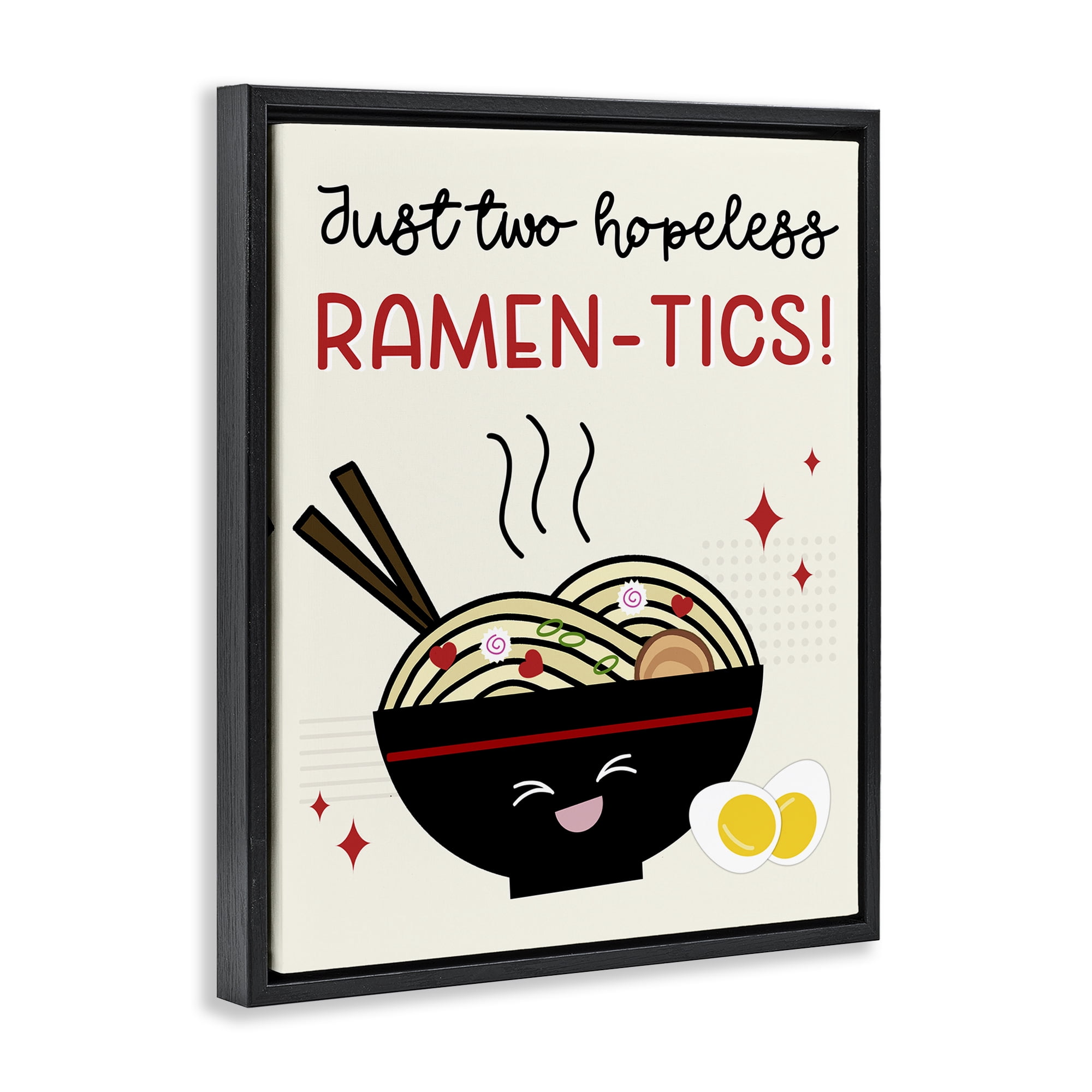 Stupell Industries Two Hopeless Ramen-tics Food & Beverage Painting Black Floater Framed Canvas Art Print Wall Art, 25 x 31