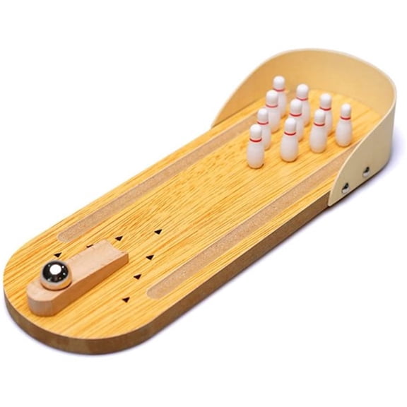 NOGIS Mini Bowling Set Table Top Bowling Game - Mini Arcade Table Games Wooden Board Games - Stress Relief Toys Stocking Stuffers - White Elephant Gifts for Men Desk Games Office Adults