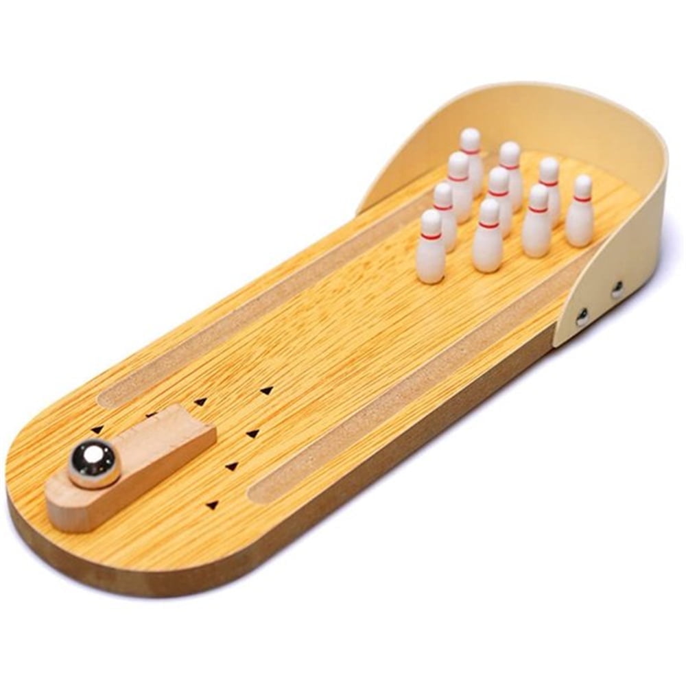 NOGIS Mini Bowling Set Table Top Bowling Game - Mini Arcade Table Games Wooden Board Games - Stress Relief Toys Stocking Stuffers - White Elephant Gifts for Men Desk Games Office Adults