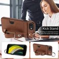 thumbnail image 5 of for iPhone 7 / 8 / SE 2022 & 2020 Back Case with Wristband Card Holder Drop Protective Cover with Stand PU Leather All-round Shockproof Finger Ring Snap Bracket for iPhone 7 / 8 / SE 2022 & 2020,Brown, 5 of 10