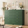 thumbnail image 4 of FURNIWAY 5 Drawer Dresser for Bedroom, Tall Dresser Chest of Drawers with Gold Handles,Wood Storage Dresser with Deep Drawers for Bedroom, Living Rooms, Offices, and Entryways, Green, 4 of 8
