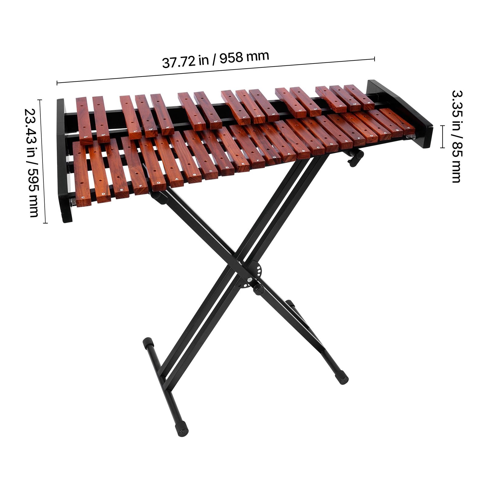 37 Notes Wooden Professional Xylophone Percussion Instrument, with Height Adjustable Stand, 4 Mallets, Carrying Bag, Beginner Musical Instrument Kit for Adults and Kids