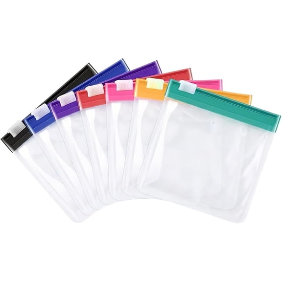Travel Pill Pouch - 7-Color Waterproof Slide Lock Organizer Bags, Clear EVA Reusable Small Medication Pocket Pouches, Weekly Supplement Pills Sorting Case