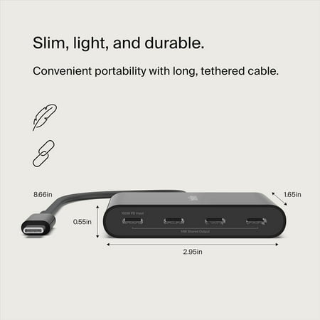 BELKIN Connect 4ポートUSB-C to C ハブ 100W充電/ 10Gbpsデータ転送 AVC018BTBK 返品種別A