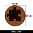 thumbnail image 2 of Puzzle Piece Solid 2.5" Faux Leather Round Engraved Iron-On Patch - Brown, 2 of 6