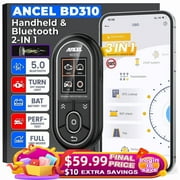 ANCEL BD310 Bluetooth OBD2 Scanner, 3 in 1 Car Diagnostic Tool Check Engine Light Code Reader for Android & iPhone, App Based OBDII, Wireless Automotive Gauge Car Scanner, Heads-up Display