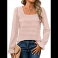 thumbnail image 1 of Blusas Tipo Túnica de Larga Abullonada con Cuello Cuadrado para Mujer, Estilo Casual y Moderno para Otoño Rosa M, 1 of 8