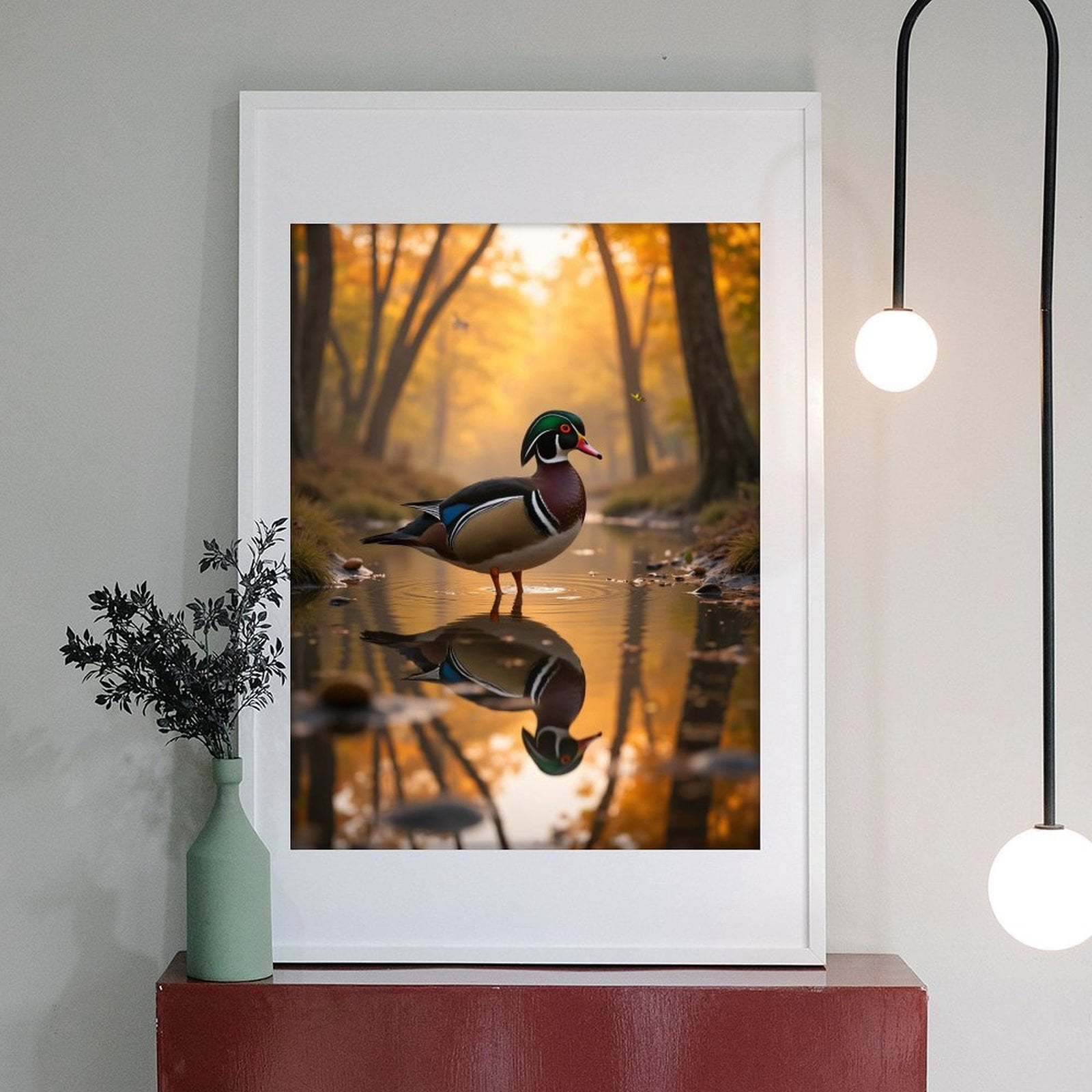 Diamond Art Kit for Adults, Duck Autumn Forest Reflection Diamond Painting for Adults Beginners, 5D DIY Diamond Art Painting Kits, Colorful Diamond Painting Craft for Home Decor 12x16