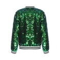 thumbnail image 2 of ranrann Kids Girls Sequin Jacket Long Sleeve Zipper Up Party Glitter Bomber Jacket Outwear Green 14, 2 of 7