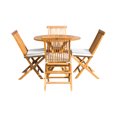 thumbnail image 3 of 5 Piece Teak Wood California Outdoor Patio Dining Set with 47" Round Folding Table and 4 Folding Side Chairs, 3 of 5