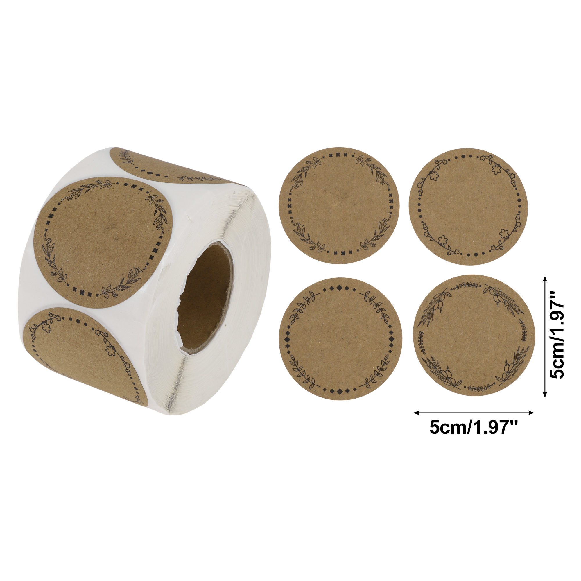Unique Bargains Handwritable Round Model B 1.97"x1.97" Brown 1 Pc Brown Model D