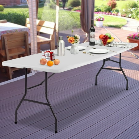 FDW Foldable Outdoor Office Parties Camping Table, White