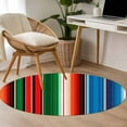thumbnail image 4 of Round Rugs 4Ft, Mexican Serape Round Area Rug Washable Indoor Throw Carpet, Colorful Stripes Vertical Lines Abstract Soft Non Slip Circle Rug for Kitchen Nursery Room Home Decor Aesthetic, 4 of 8