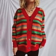 thumbnail image 1 of LOVZFMLL Cardigan pour Femmes, Chandail Rayé, Veste Cardigan à Boutons, 1 of 5