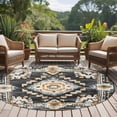 thumbnail image 4 of Round Rugs 5Ft, Grey Orange Boho Round Area Rug Washable Indoor Throw Carpet, Southwestern Ethnic Retro Geometric Soft Non Slip Circle Rug for Cabinet Bathroom Home Decor Aesthetic, 4 of 8