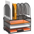 thumbnail image 1 of DALTACK 3-Tier Mesh Desk File Organizer, Stackable Letter Tray with 5 Vertical File Holders, Multifunction Desktop Organizer for Home Office Supplies, 1 of 6