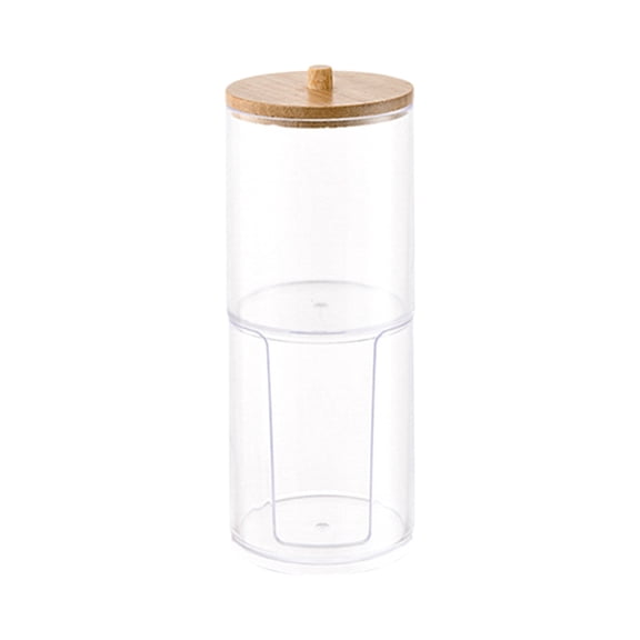 Leodye 1PCS Lidded Plastic Storage Organizer Jar, Countertop Cosmetic Container for Cotton Pads Swabs Dental Floss Bathroom Vanity Use -7.2x2.7x2.7in