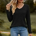 thumbnail image 4 of Baqcunre Plus Size Tops For Women Women'S Long Sleeve T Shirt Fashion V Neck Tops Solid Color Casual Blouses Fall Outfits For Women Womens Fashion Black L, 4 of 6