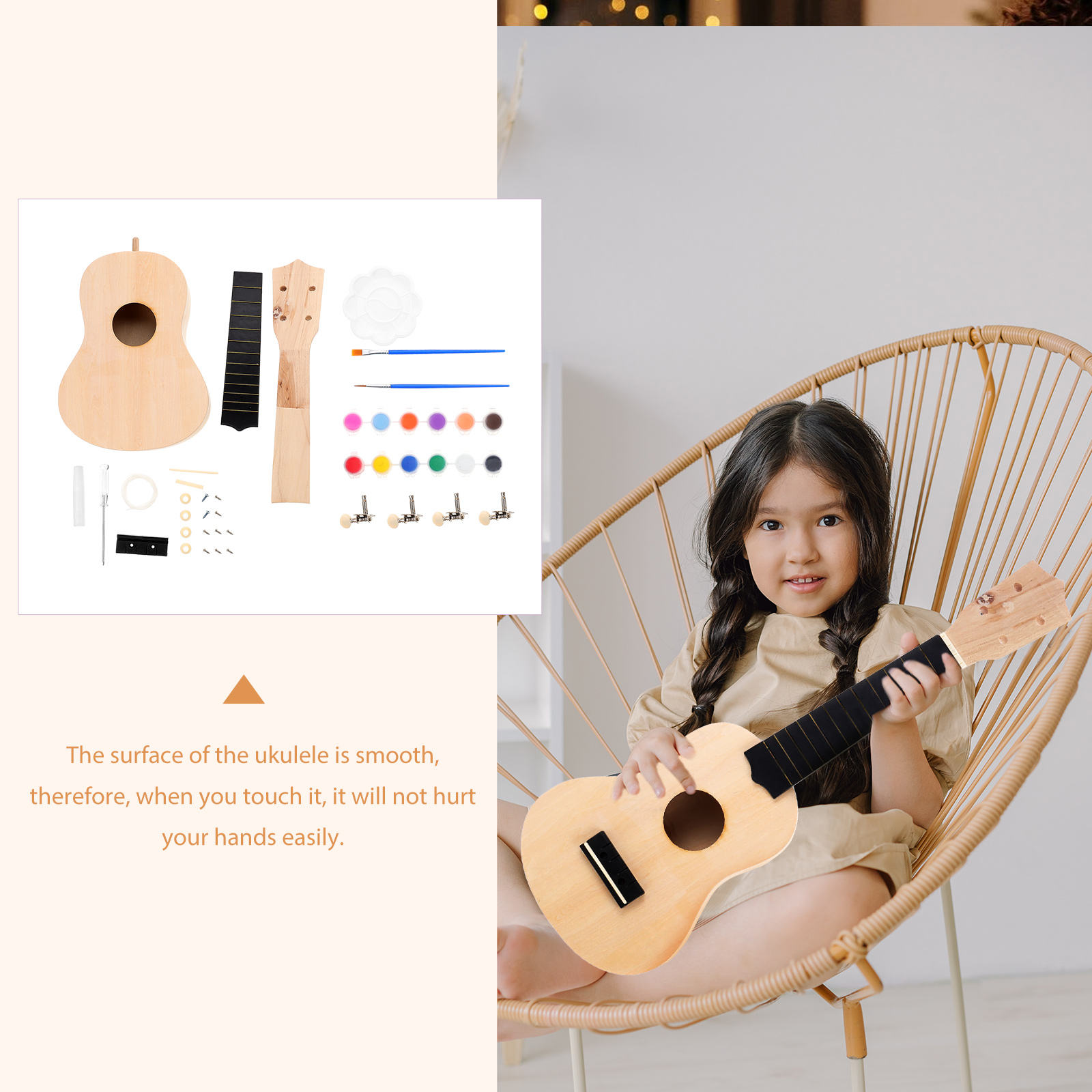 ULTNICE DIY Ukulele Making Kit with Synthetic Material Assorted Color for Kids and Family 1 Set