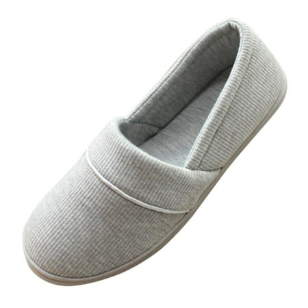 

Couple Indoor Cotton Non-slip Closed Toe Slippers Shoes - Gray 37-38