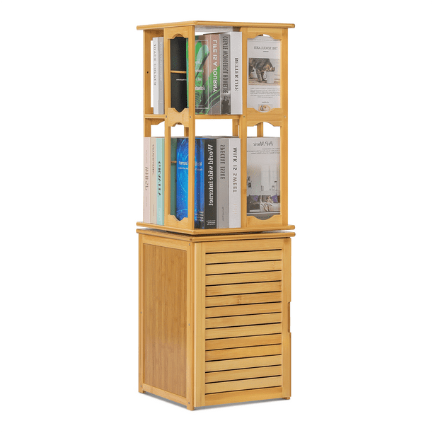 Magshion Bamboo 4 Tiers Swivel Bookcase, Books Display Shelf Rack