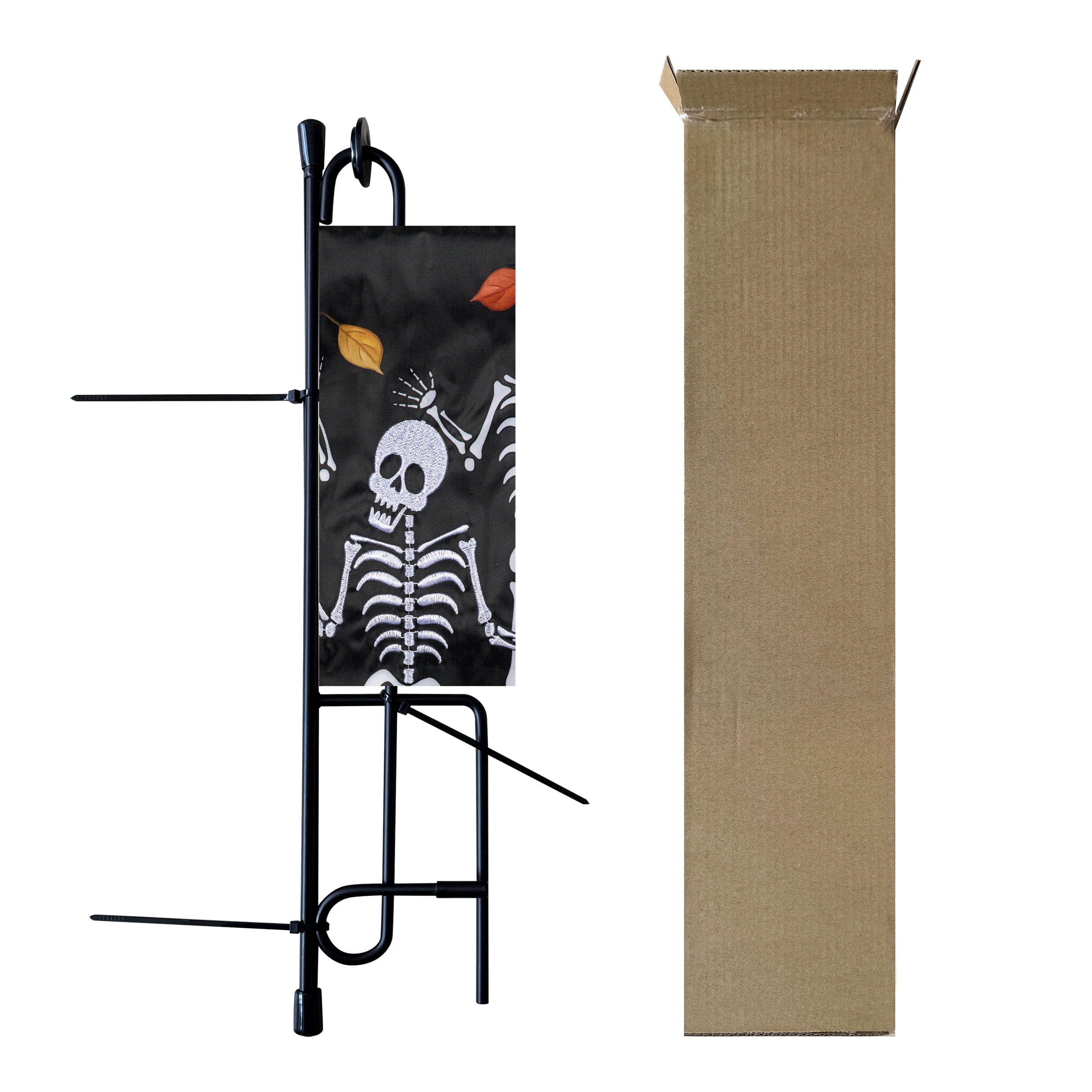 Meadow Creek Harvest 11.5" x 18" Dancing Skeletons Outdoor Yard Flag with Stand