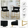 thumbnail image 4 of Sweiko Metal Bar Stools Set for 2 with Square Open Backrest for Kitchen Island,26in Fabric Velvet Counter Height Bar Stools,Modern Bar stools with Golden Iron Legs for Home Bar Pub Black, 4 of 7