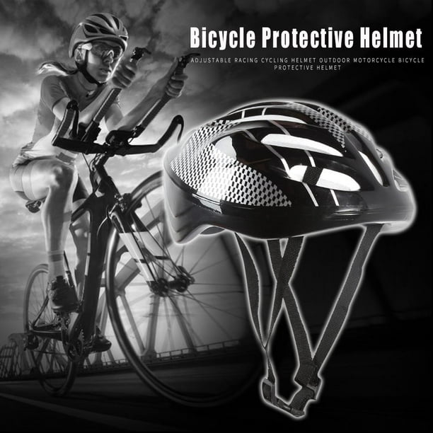 Casco de bicicleta de motocicleta al aire libre de carreras de seguridad ajustable (negro)