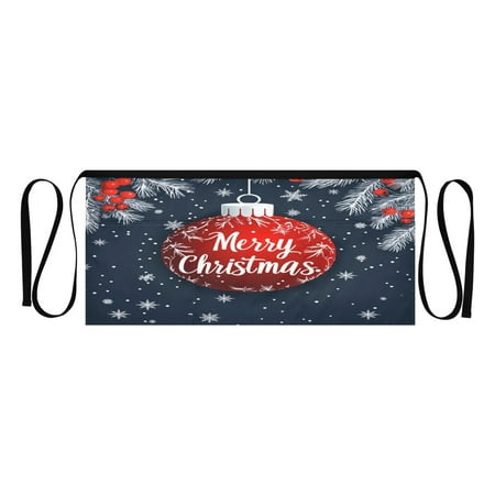 

Red Christmas Ornament Adult short apron with 3 separate pockets Unisex Waiter s Apron for restaurant bistro 25.2×11.8in