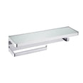 thumbnail image 1 of Lexora LSTR18152PCWG Bagno Bianca Stainless Steel White Glass Shelf with Towel Bar & Robe Hook, Chrome, 1 of 8