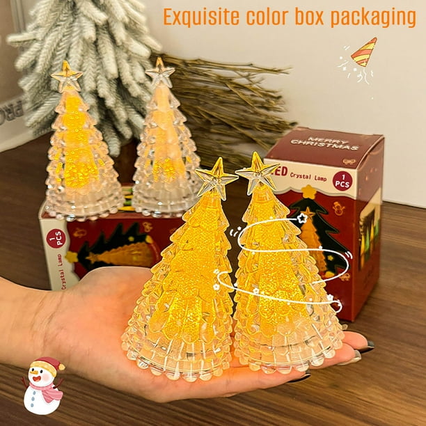 Luz De Noche Luz Nocturna De Cristal Para Árbol De Navidad Con Luces Led Blancas Cálidas Para Decoración De Fiestas Y Centros De Mesa Festivos, 5.8x10.7cm (1 Unidad) Rkxzt
