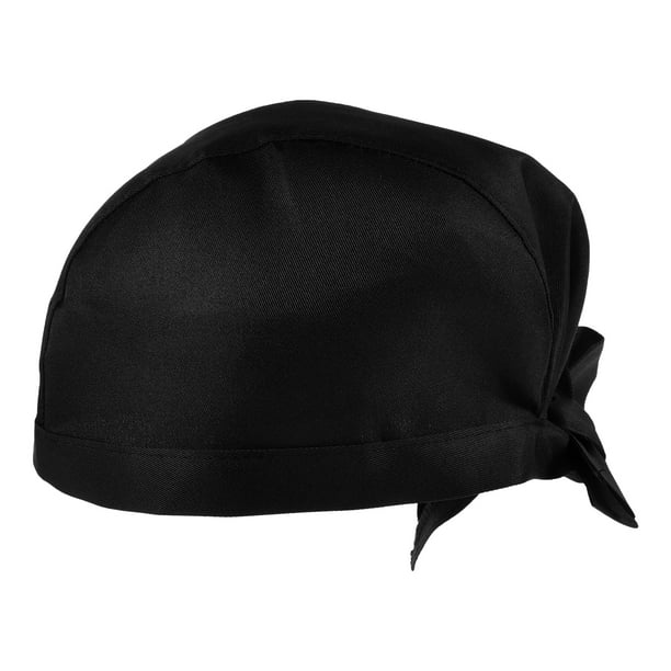 Gorro de cocinero de moda Gorro de cocina Catering Gorro de calavera Gorro de cinta Turbante (Negro)