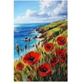 thumbnail image 1 of Impresión en lienzo de paisaje de una cabaña rural, pintura al óleo de mar y naturaleza, cartel de flores naturales, ideal para salas y dormitorios rurales, 1 of 5