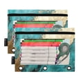 thumbnail image 2 of Turquoise Gold Marble 2 Pack Pencil Pouch for 3 Ring Binder Smooth Zipper Folders with Pockets Clear Window Pencil Case, 2 of 6