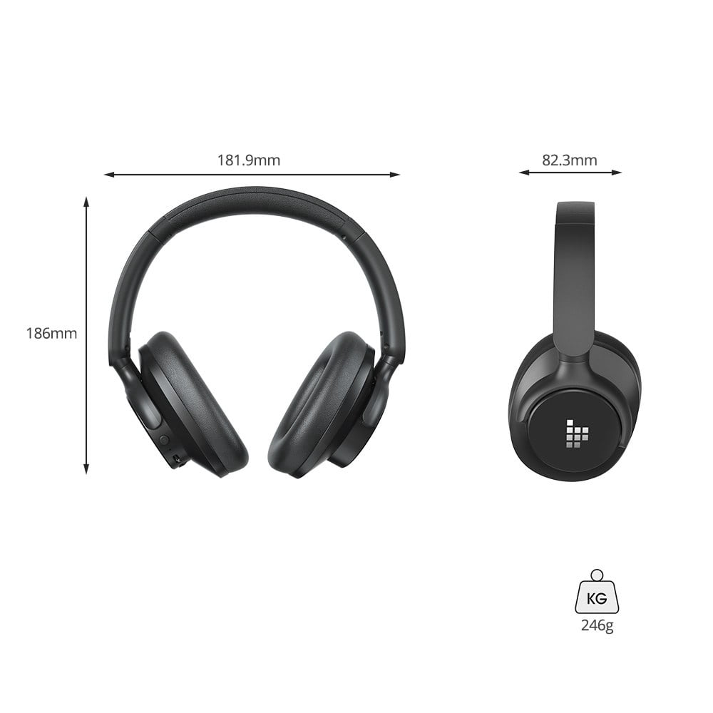 Tronsmart SOUNFII Q20 Bluetooth Single Feed Noise Cancelling Over-Ear Headphones Black
