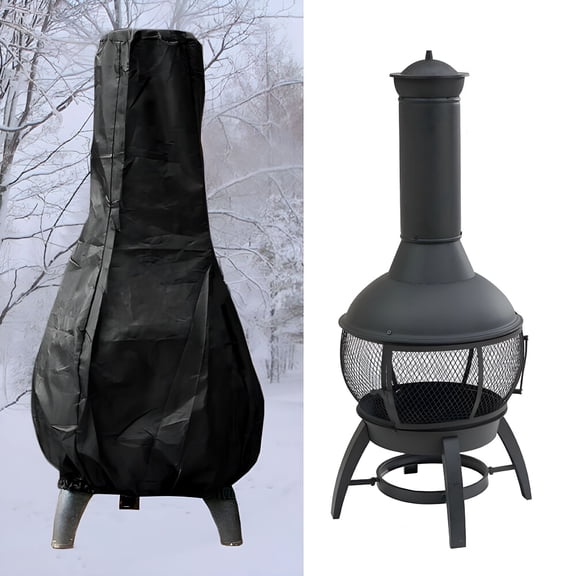 LAMIRO Patio Chiminea Cover Waterproof Protective Chimney Fire Pit Heater Cover Weatherproof for Outdoor Garden