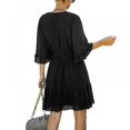 thumbnail image 4 of Robe Mini Femme Taille Élastique Volants Robe de Soirée Coupe Ample Imprimé à Pois Col en V Manches Courtes Robe Fluide, 4 of 9