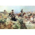 thumbnail image 2 of Russell, Charles Marion 18x13 Gold Ornate Wood Framed with Double Matting Museum Art Print Titled - Jerked Down, 2 of 4