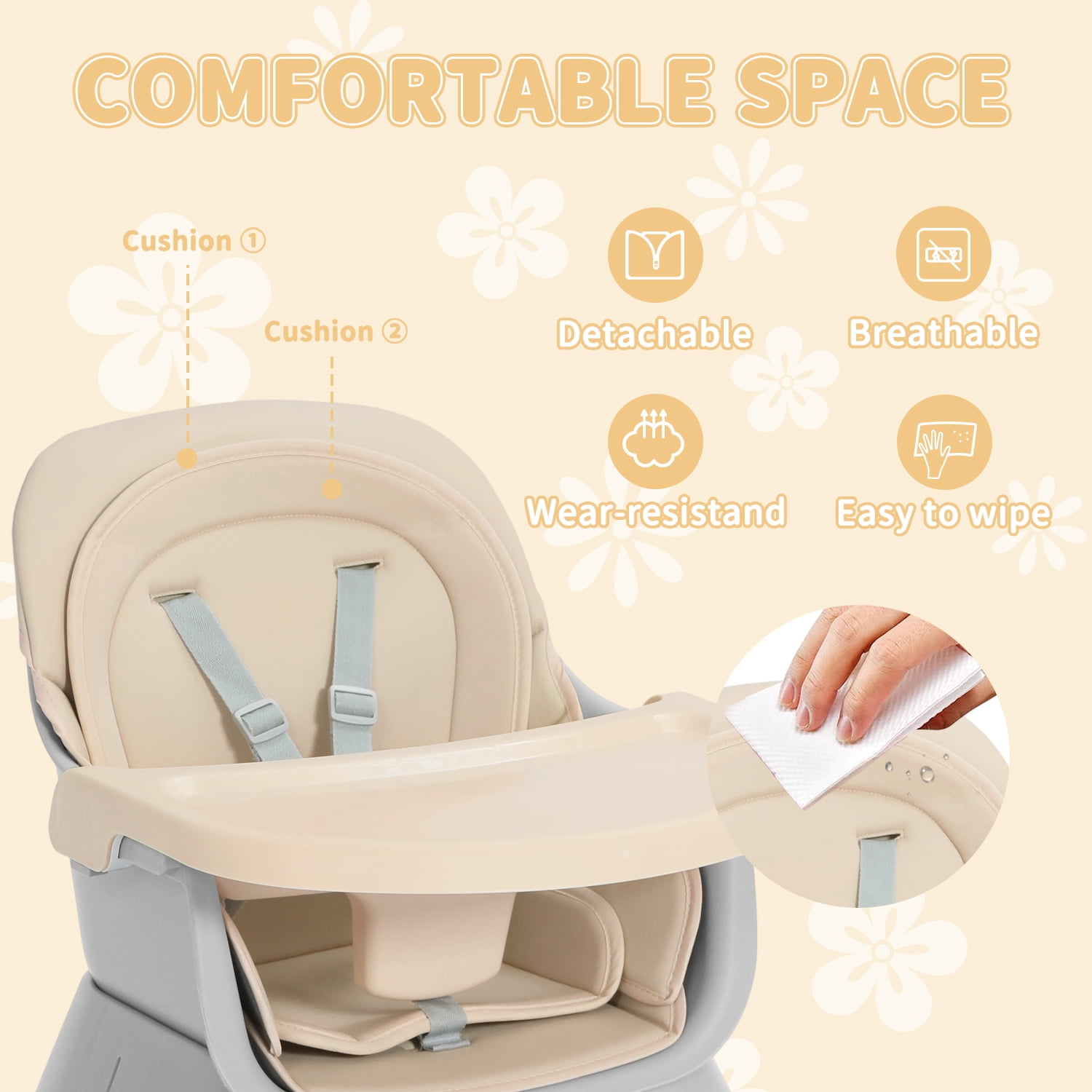 LINLUX 8 in 1 Convertible High Chair for Babies, Feeding Booster Seat for Toddlers, Coffee