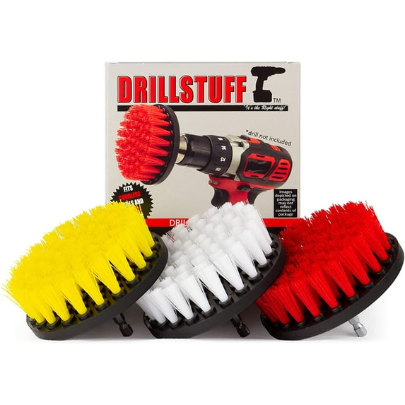 Multi-Purpose Spin Brush Combo Kit - Spin Brush Combo Kit - Soft, Medium, and Stiff Bristle Power Brushes - Shower Cleaner - Bath Mat - Glass Cleaner - Leather - Bird Bath - Granite - Garden Statues