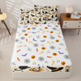 thumbnail image 4 of Feelyou Cartoon Witch Cat Zipper Queen Comforter Set with Fitted Sheet and 2 Pillowcases, Spooky Pumpkin Zipper Bedding Set, Cream, Halloween Reversible, 4pcs, 4 of 7